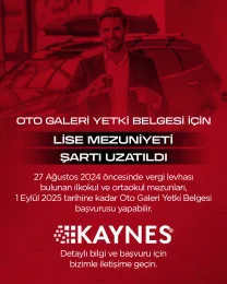 Lise Mezuniyeti Şartı Olmadan Oto Galeri Yetki Belgesi Alma Süresi Uzatıldı!